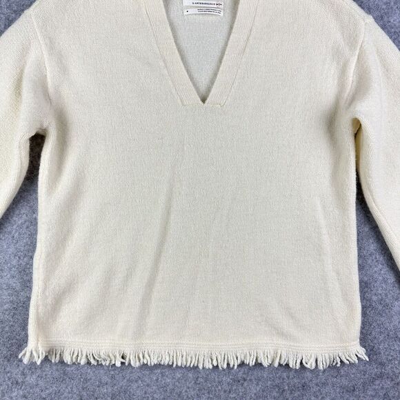 Anthropologie Joy Fringe Sweater Womens Medium Cozy Casual Pullover V-Neck Boho - Picture 6 of 15